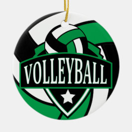 Logo voor groene en zwarte 🏐 Volleyball Keramisch Ornament