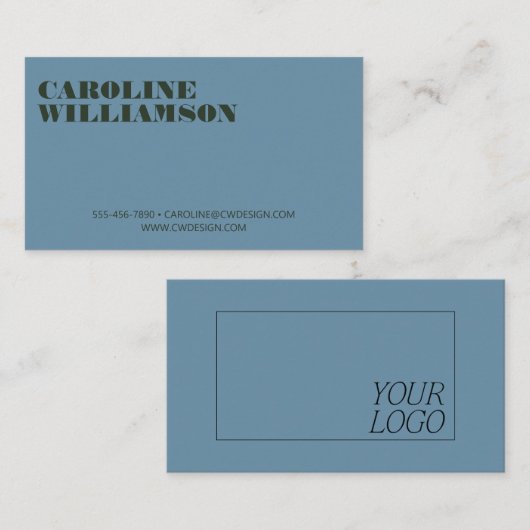 Logo voor hedendaagse blauwe groene minimalistisch visitekaartje (Voorkant / Achterkant)