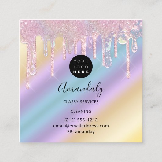 Logo voor het schoonmaken van het middensegment vierkante visitekaartje (Achterkant)