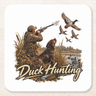 Logo voor jacht op watervogels, Mallard-eendemblee Kartonnen Onderzetters