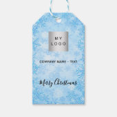 Logo voor kerstblauwe sneeuw cadeaulabel (Voorkant)