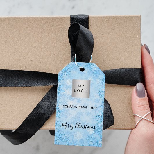 Logo voor kerstblauwe sneeuw cadeaulabel