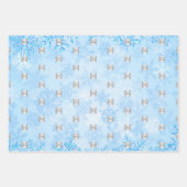 Logo voor kerstblauwe wintersneeuwvlokken inpakpapier vel (Voorkant)