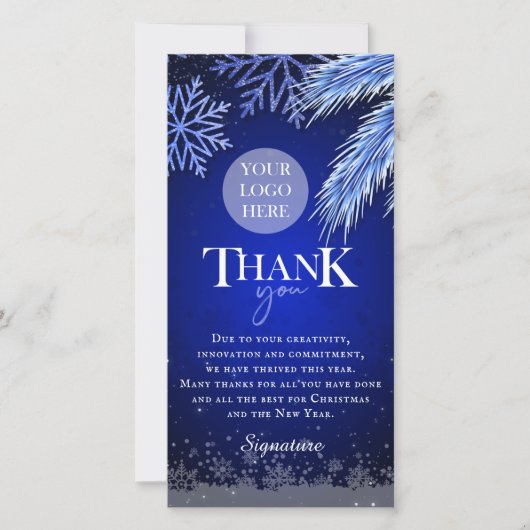 Logo voor kerstfeestdagen bedrijf op maat bedankkaart (Voorkant)