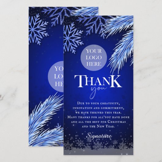 Logo voor kerstfeestdagen bedrijf op maat bedankkaart (Voorkant / Achterkant)