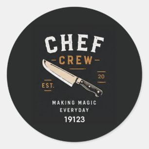 🔪 Logo voor keukenpersoneel van Chef Crew Restaur Ronde Sticker