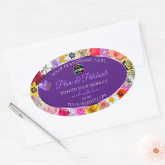 Logo voor kleurrijke Floral Lijst Paars Product La Ovale Sticker