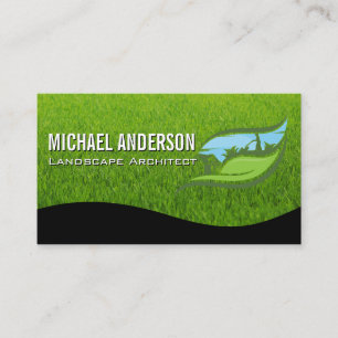 Logo voor landschapsarchitectuur   Blad Gras Visitekaartje