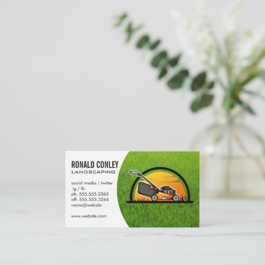 Logo voor landschapsarchitectuur | Grasmaaier Visitekaartje (Staand voorkant)