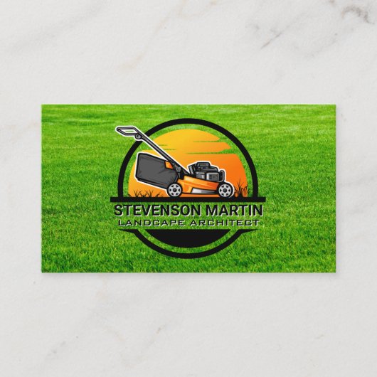 Logo voor landschapsontwerp van grasmower | Grafis Visitekaartje (Voorkant)