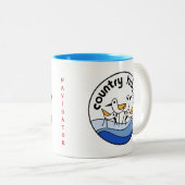 Logo voor landstartpunten tweekleurige koffiemok (Voorkant rechts)