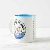 Logo voor landstartpunten tweekleurige koffiemok (Voorkant links)