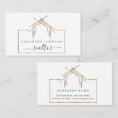 Logo voor makelaars in onroerend goed met goudkleu visitekaartje (Voorkant / Achterkant)