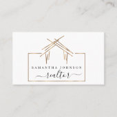 Logo voor makelaars in onroerend goed met goudkleu visitekaartje (Voorkant)