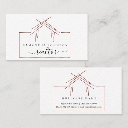 Logo voor makelaars in onroerend goed met huis in  visitekaartje (Voorkant / Achterkant)