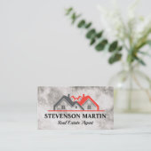 Logo voor onroerend goed | Marmer Texture | QR-cod Visitekaartje (Staand voorkant)