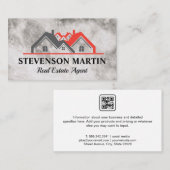 Logo voor onroerend goed | Marmer Texture | QR-cod Visitekaartje (Voorkant / Achterkant)