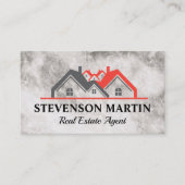 Logo voor onroerend goed | Marmer Texture | QR-cod Visitekaartje (Voorkant)