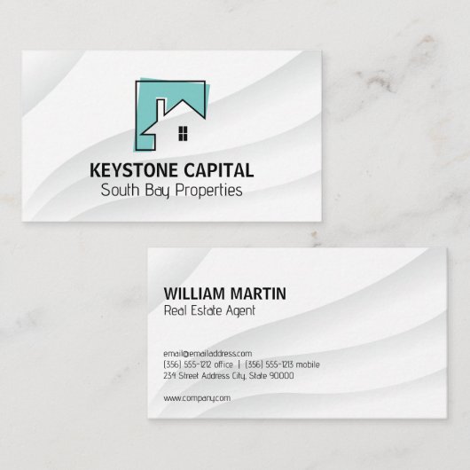 Logo voor onroerend goed met lijnkunst visitekaartje (Voorkant / Achterkant)