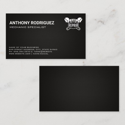 Logo voor reparatie van auto's | Koolstofvezel Visitekaartje (Voorkant / Achterkant)