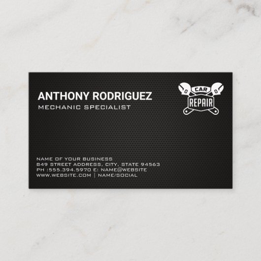Logo voor reparatie van auto's | Koolstofvezel Visitekaartje (Voorkant)