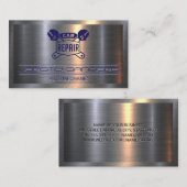 Logo voor reparatie van auto's | Metaal Visitekaar Visitekaartje (Voorkant / Achterkant)