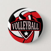 Logo voor rode en zwarte volleybal ronde button 5,7 cm (Voorkant)