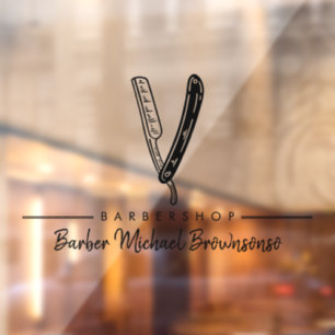 Logo voor scheermes kapperszaak raamsticker