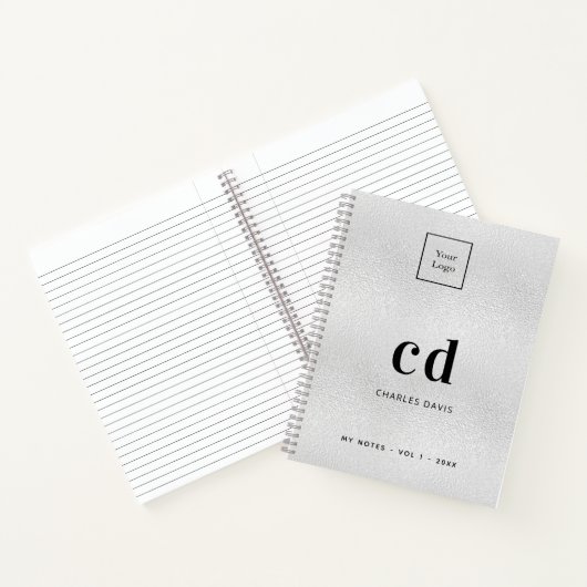 Logo voor Silver Monogram initiaal Notitieboek (Binnen)