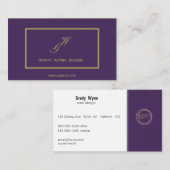 logo voor stoffige paarse goudmonogram visitekaartje (Voorkant / Achterkant)