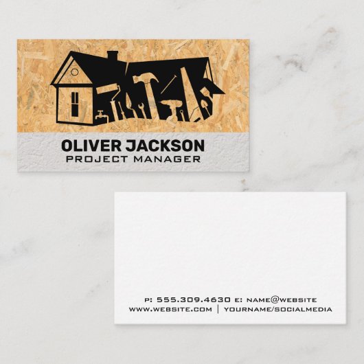 Logo voor thuisreparatie | Bakstenen muur | Sameng Visitekaartje (Voorkant / Achterkant)