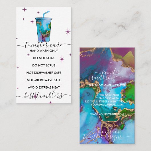 Logo voor trommelzorg met textuur visitekaartje (Voorkant / Achterkant)