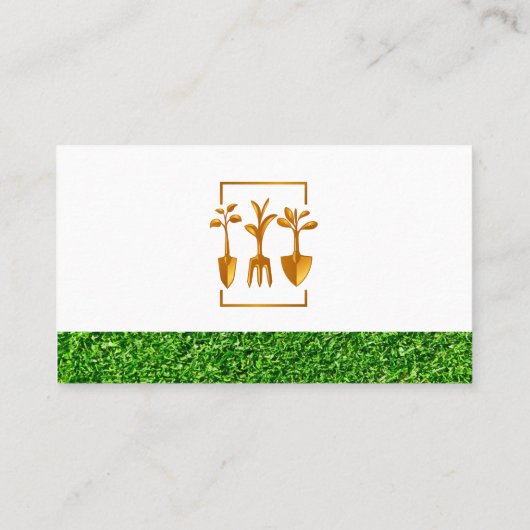 Logo voor tuinarchitectuur gereedschap | Gras maai Visitekaartje (Achterkant)