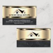 Logo voor vastgoed | Metalen gouden marmer Visitekaartje (Voorkant / Achterkant)