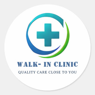 ➕ Logo voor walk-in-kliniek voor Family Medical Ce Ronde Sticker