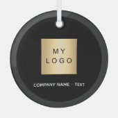 Logo voor zwart bedrijf glas ornament (Voorkant)