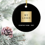Logo voor zwart bedrijf keramisch ornament<br><div class="desc">Een klassieke zwarte achtergrond. Personaliseer en voeg uw bedrijf,  bedrijf logo en een tekst toe. Als u de tekst zonder tekst wilt verwijderen,  gebruikt u de spatiebalk die u wilt verwijderen.</div>