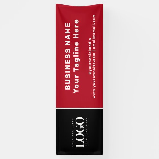 Logo voor zwart-wit en rood, aangepast voor zakeli spandoek (Verticaal)