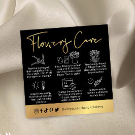 Logo voor zwarte en gouden bloemen - Verse handlei Vierkante Visitekaartje