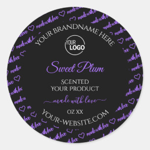 Logo voor zwarte en Paarse Word Cloud Product Labe Ronde Sticker
