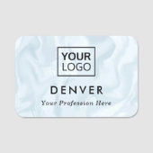 Logo voornaam en titel bleek blauw grijs gemarmerd naamplaatje (Voorkant)