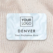 Logo voornaam en titel bleek blauw grijs gemarmerd naamplaatje