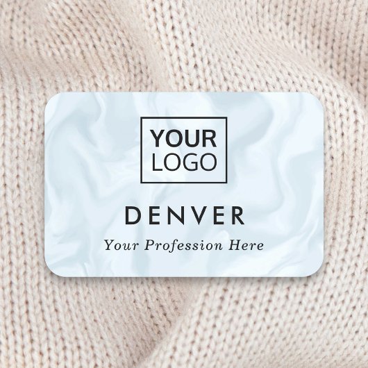 Logo voornaam en titel bleek blauw grijs gemarmerd naamplaatje