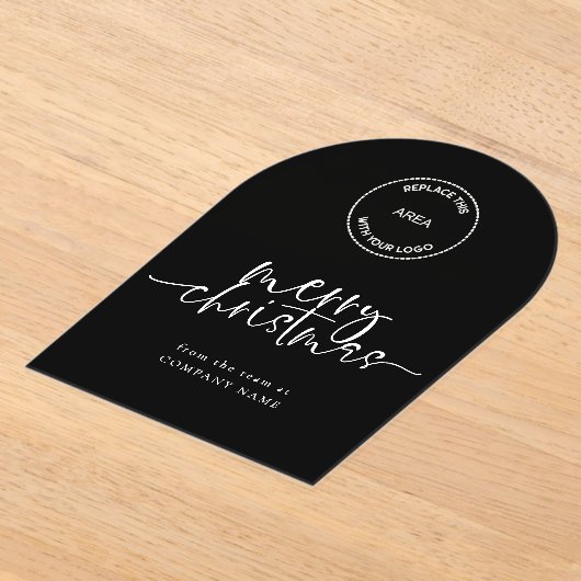 Logo Vrolijk Kerstfeest Zwart Acryl Groeten Acryl Uitnodigingen (Laagn)