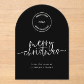 Logo Vrolijk Kerstfeest Zwart Acryl Groeten Acryl Uitnodigingen (Voorkant)