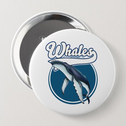 Logo walvis cartoon ronde button 4,0 cm (Voorkant /achterkant)