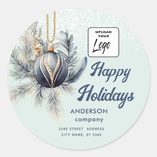 Logo Waterverf Boho ornament wintergroen Ronde Sticker (Voorkant)