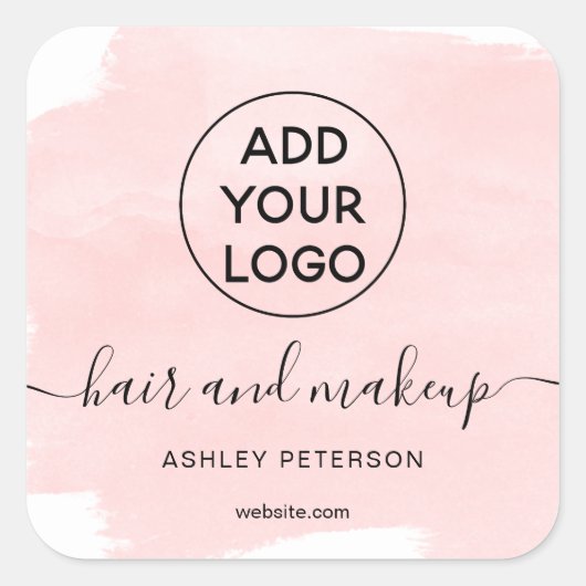 Logo waterverf borstelstreek haar make-up vierkante sticker (Voorkant)