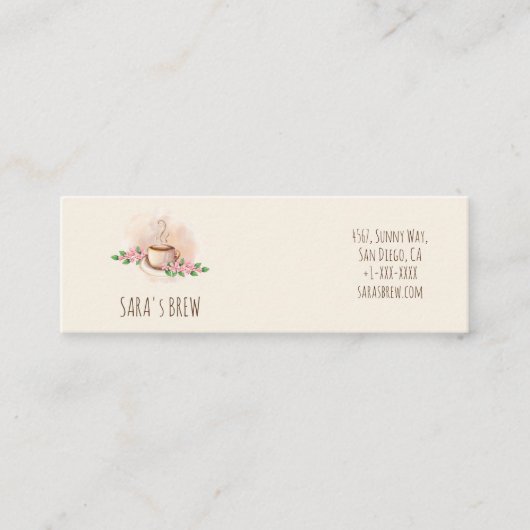 logo waterverf koffie mok en bloementeelt contactkaartje (Voorkant)