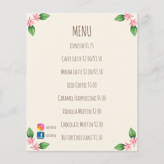 logo waterverf koffie mok en bloementeelt flyer (Achterkant)